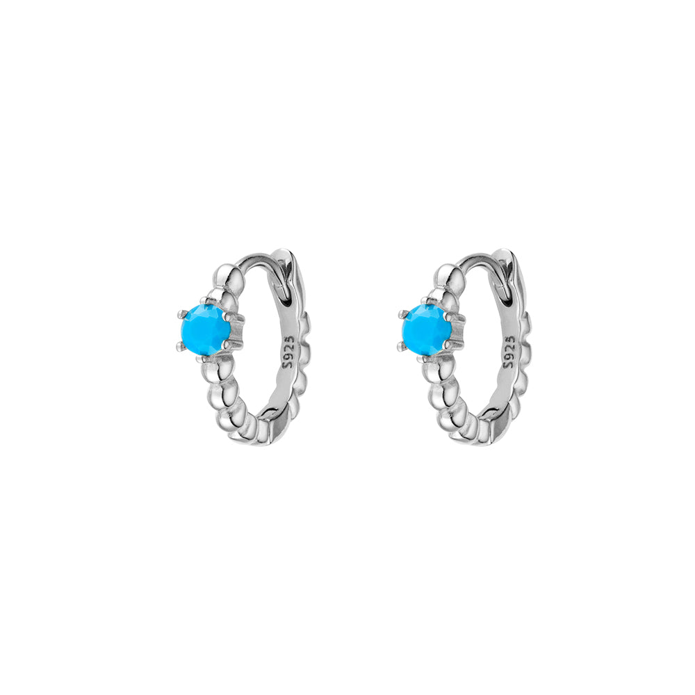 Textured Hoop Earrings with Turquoise