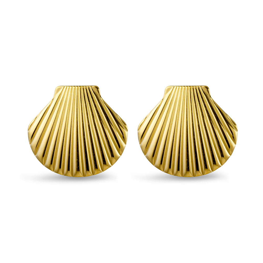Gold Large Seashell Stud Earring
