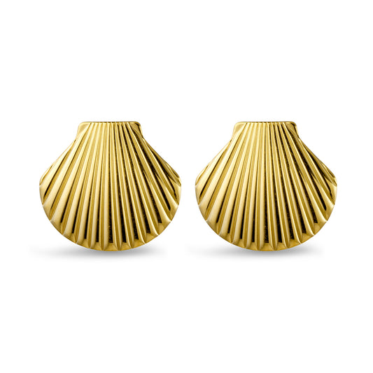 Gold Large Seashell Stud Earring