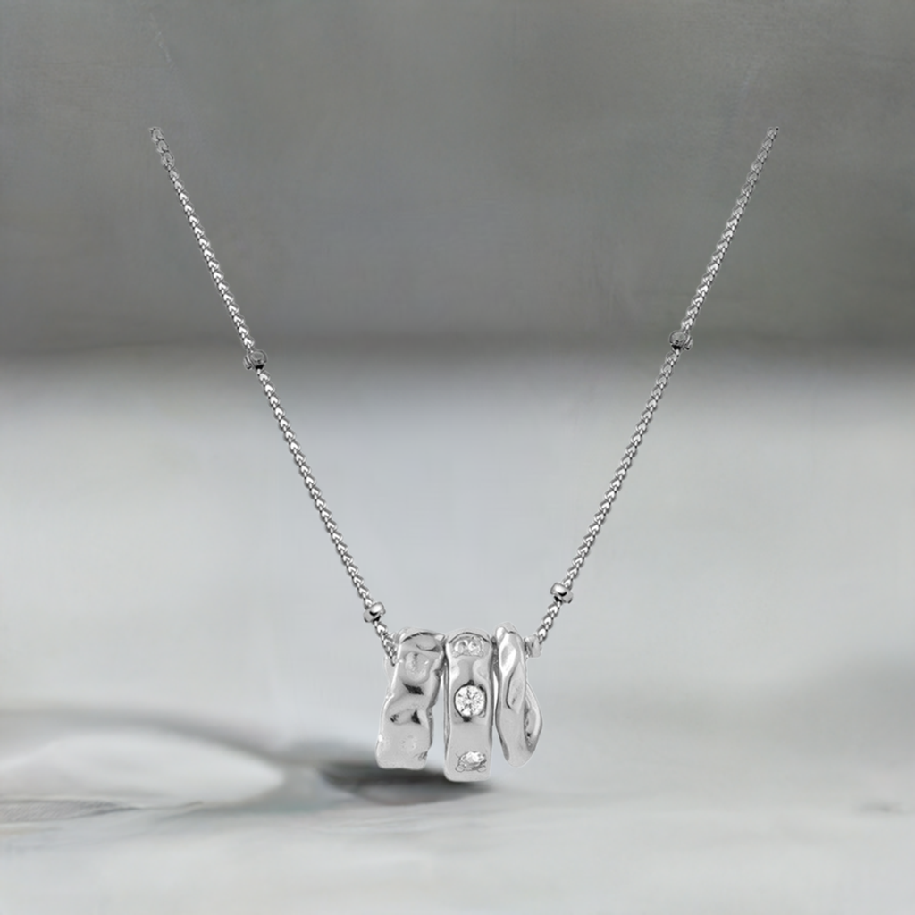 3 Hammered Rings Featuring CZ Stones