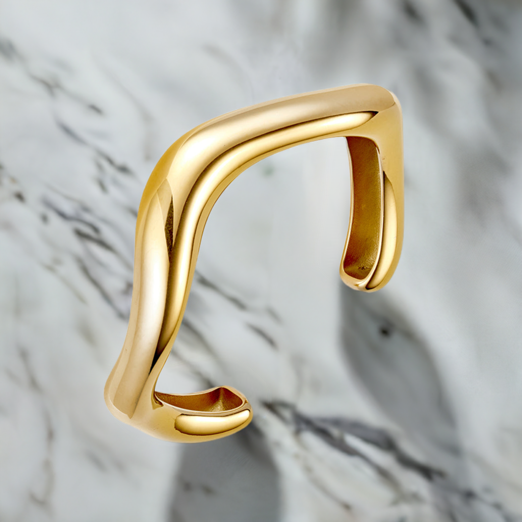 Gold Abstract Curve Bangle