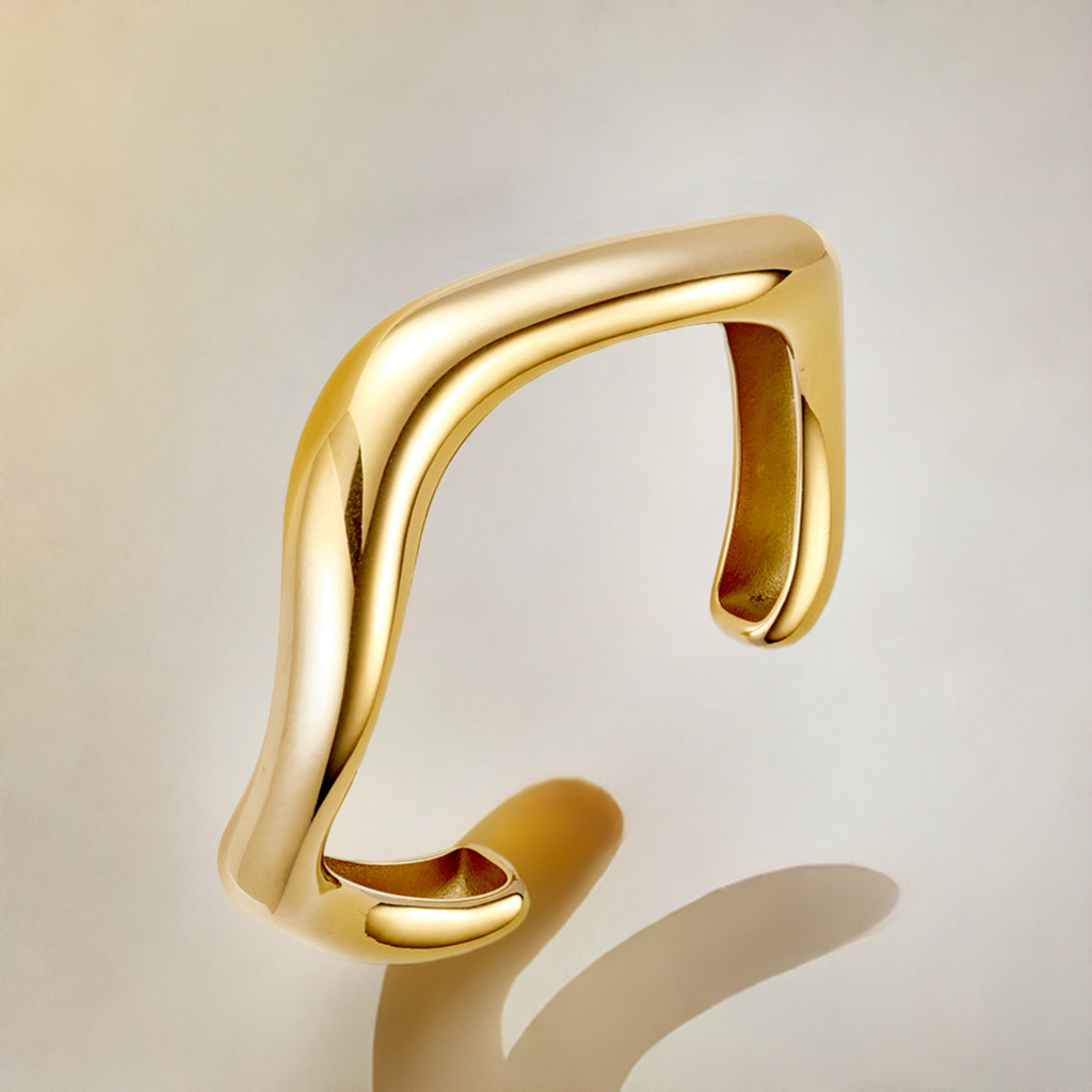 Gold Abstract Curve Bangle