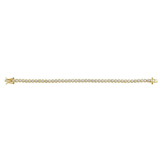 Sterling Silver Gold Round 3mm CZ tennis Bracelet