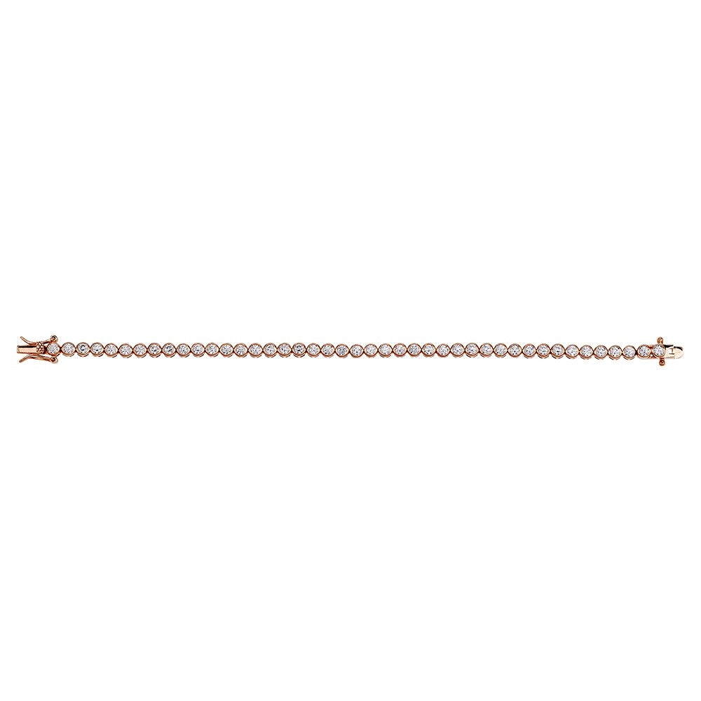 Sterling Silver Rose Gold Round 3mm CZ tennis Bracelet