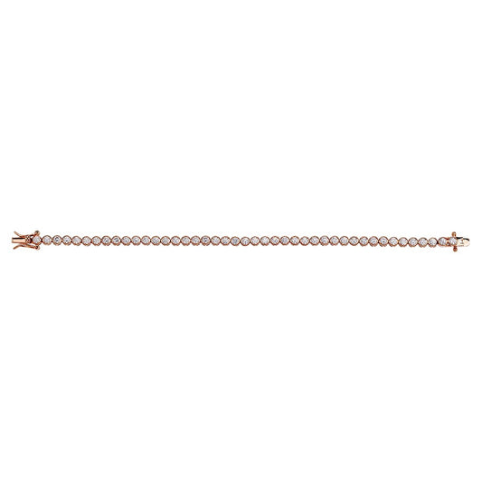 Sterling Silver Rose Gold Round 3mm CZ tennis Bracelet