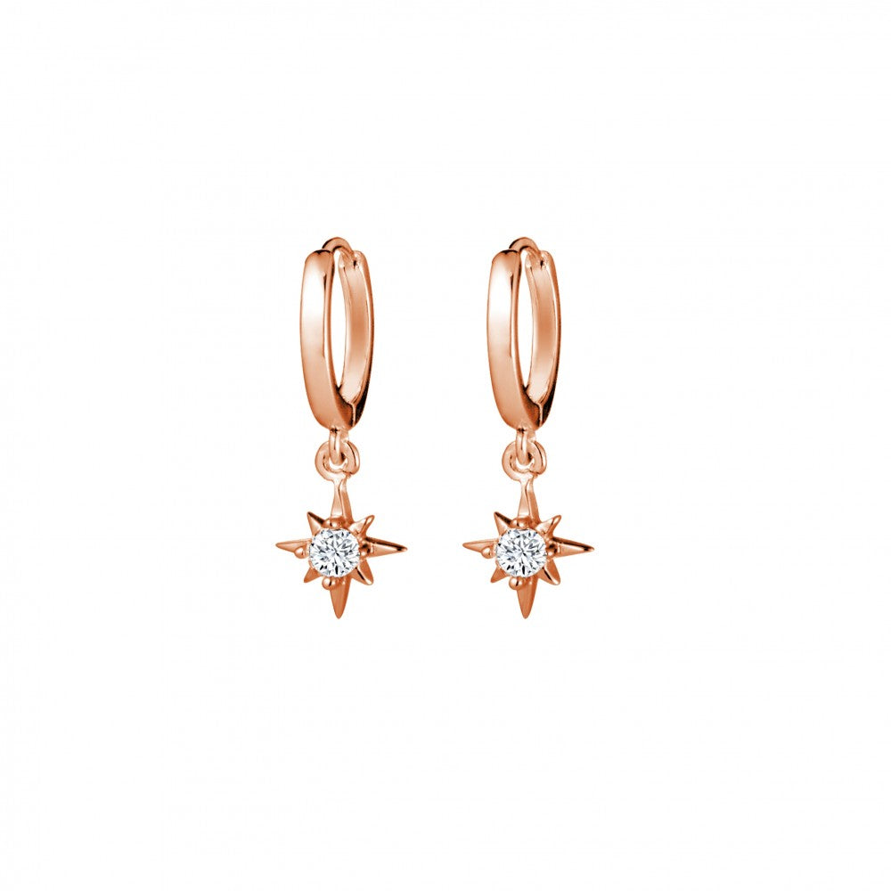 Rose Gold Huggie Earring with CZ Star Charm