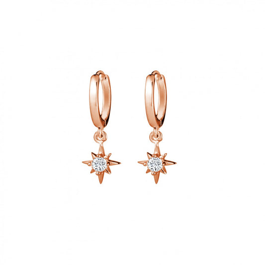 Rose Gold Huggie Earring with CZ Star Charm