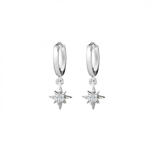 Silver Huggie Earring with CZ Star Charm