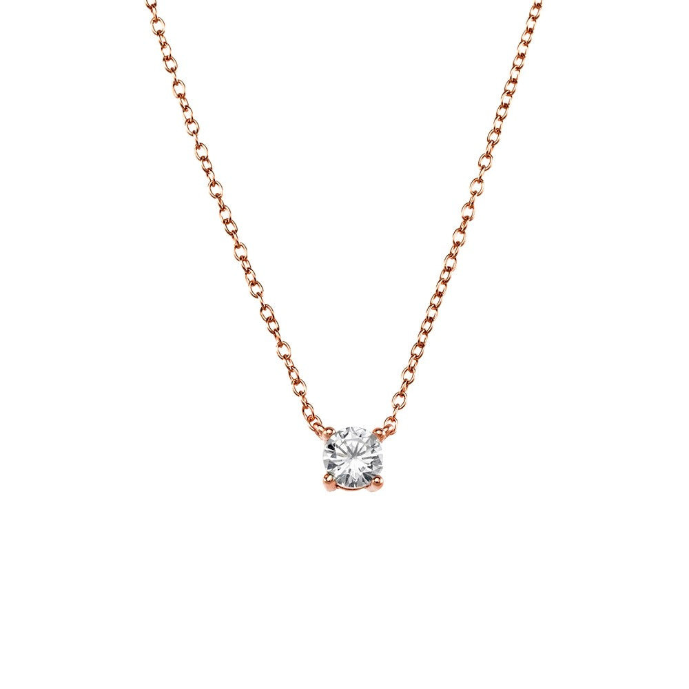 5mm Claw-set Round Cubic Zirconia Necklace - Silver/ Gold/ Rose Gold