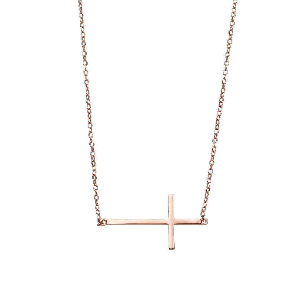 Rose Gold Side Cross Necklace