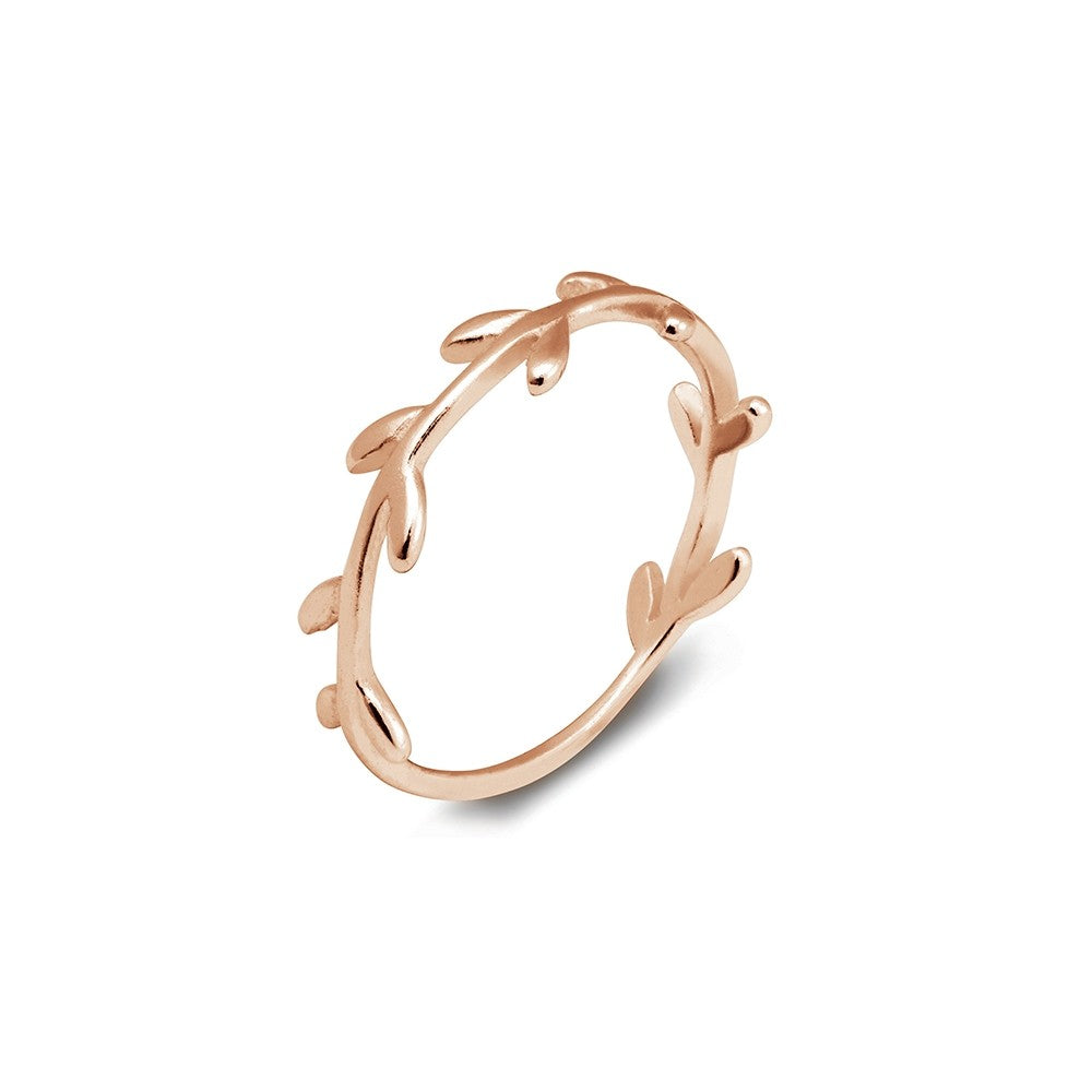 Rose gold store leaf ring