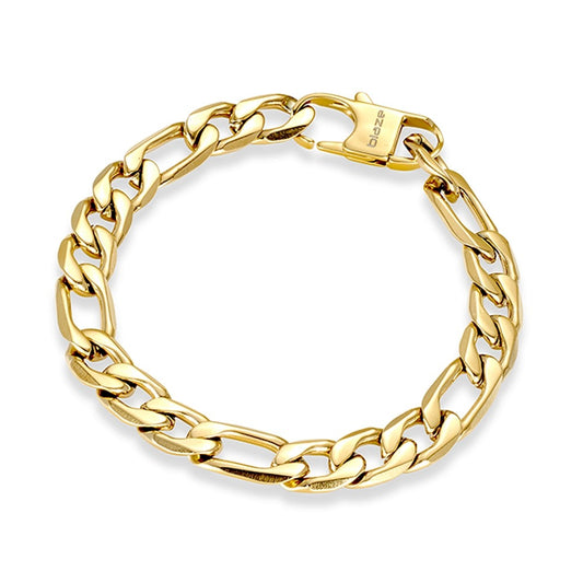 Stainless Steel Gold 10mm Figaro Link Bracelet