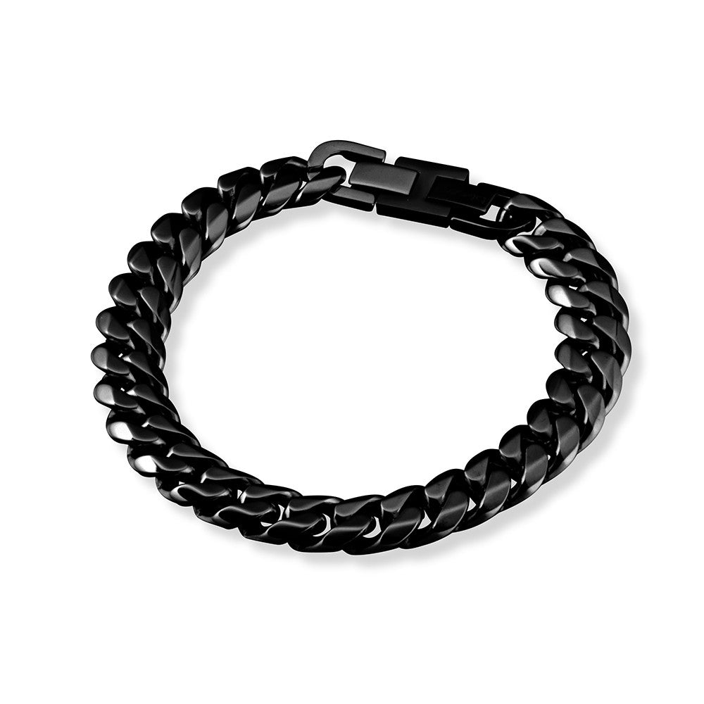 Stainless Steel 12mm Cuban Link Bracelet- Gold/ Silver/ Black
