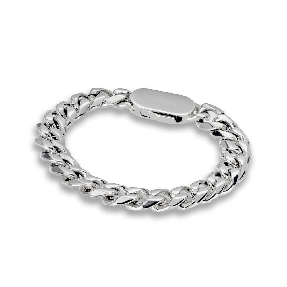 Stainless Steel SILVER Cuban 10mm Link with Shark Clasp