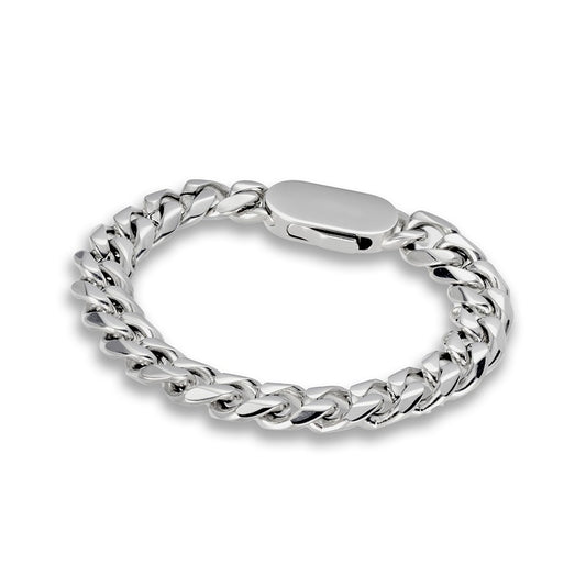 Stainless Steel SILVER Cuban 10mm Link with Shark Clasp