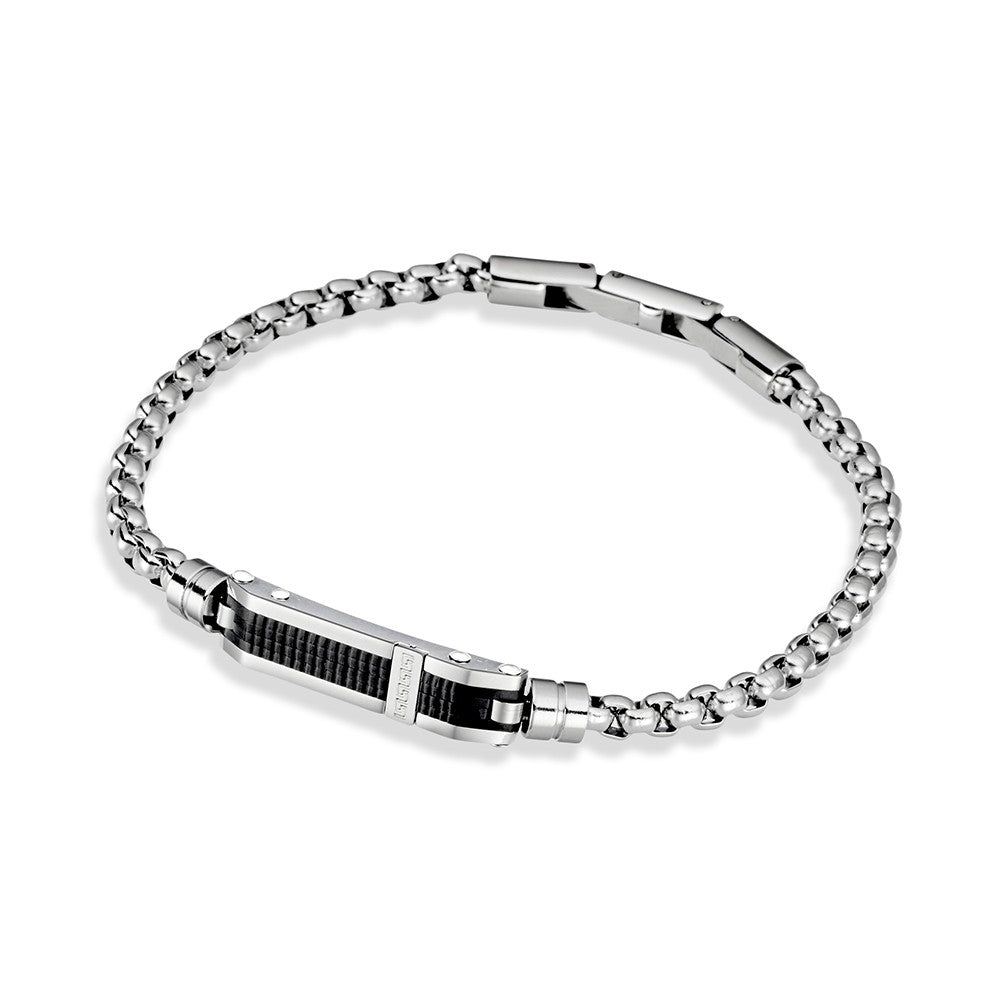 Stainless Steel Bracelet with Black Detail