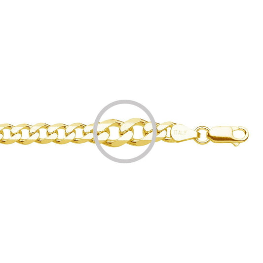 Sterling Silver Heavy Curb Chain with Gold Plating CURB 5MM