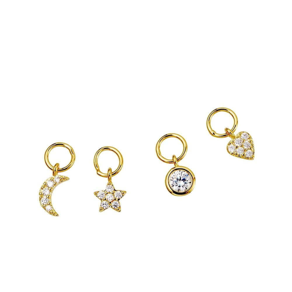 Gold Huggie Earring with Interchangeable CZ Charms