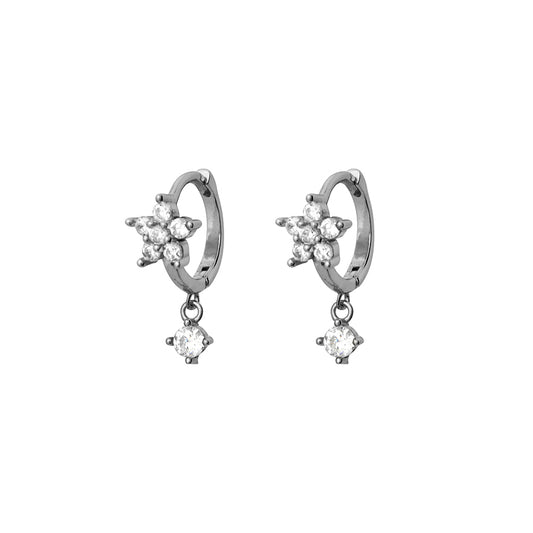 Huggie Earring with CZ Star and Drop