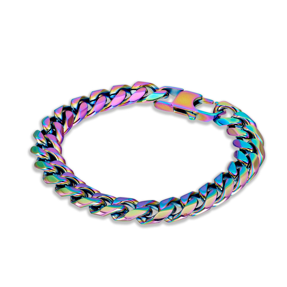 Shiny Rainbow Finish Curb Link Bracelet