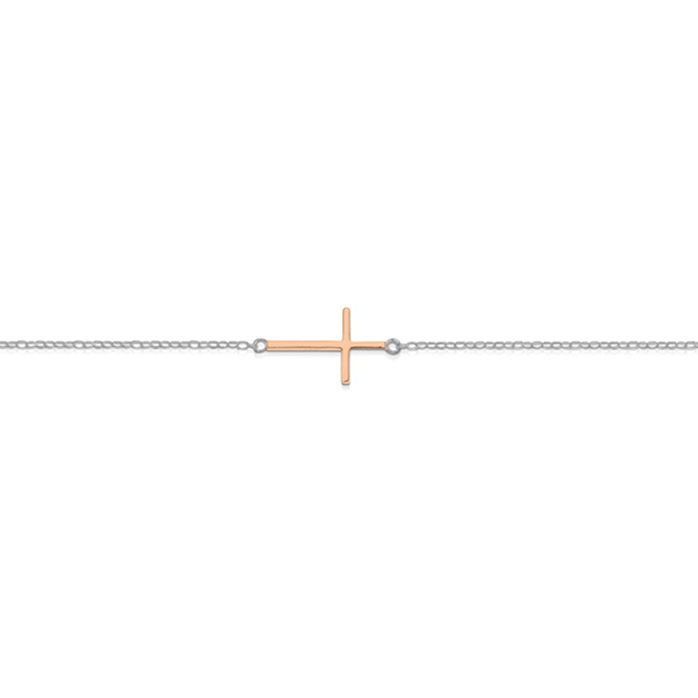 Sterling Silver Fine Cross Bracelet - Gold/ Rose Gold/ Silver/ Multi