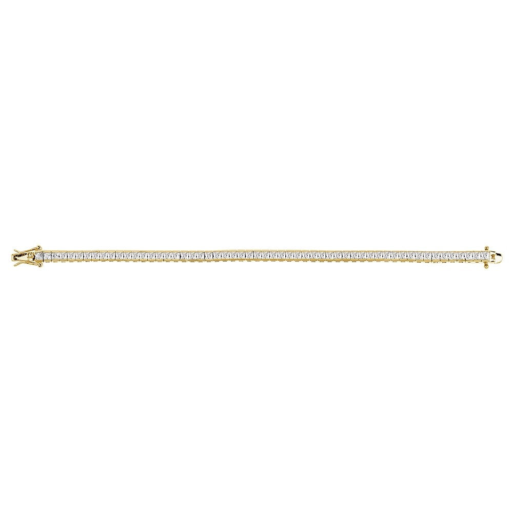 Sterling Silver Square 3mm CZ Tennis Bracelet - Gold