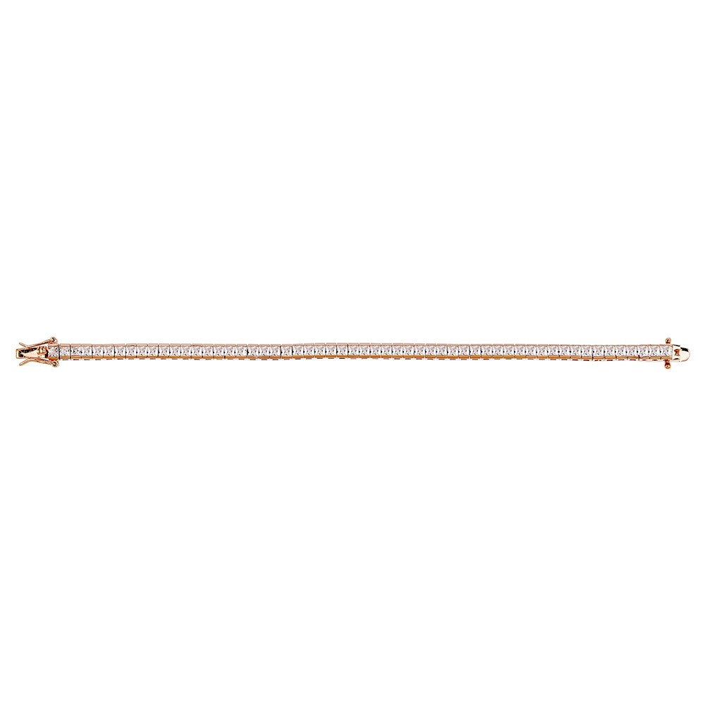 Sterling Silver Square 3mm CZ Tennis Bracelet - Rose Gold