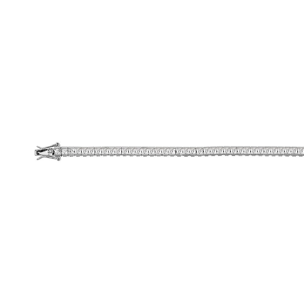 Sterling Silver Square 3mm CZ Tennis Bracelet - Silver