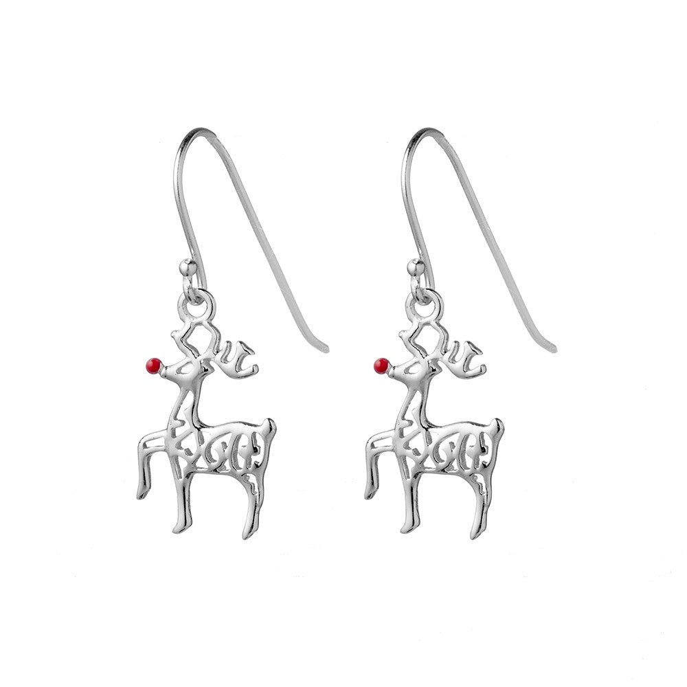 Red Nose Reindeer Drop Earrings