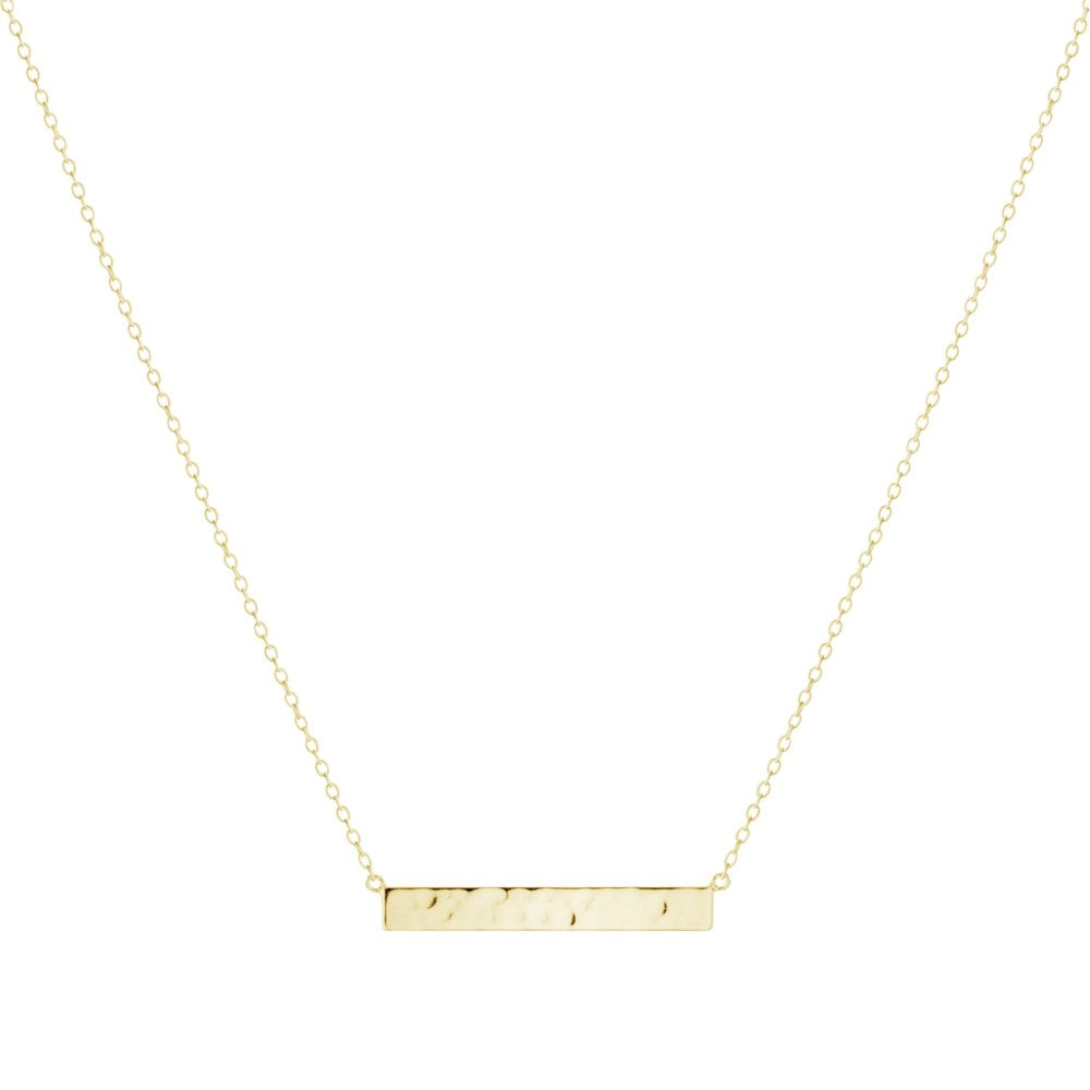 Gold Hammered Bar Necklace