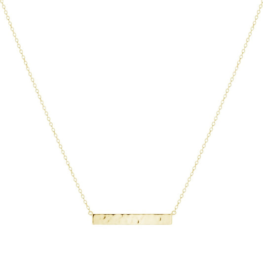 Gold Hammered Bar Necklace