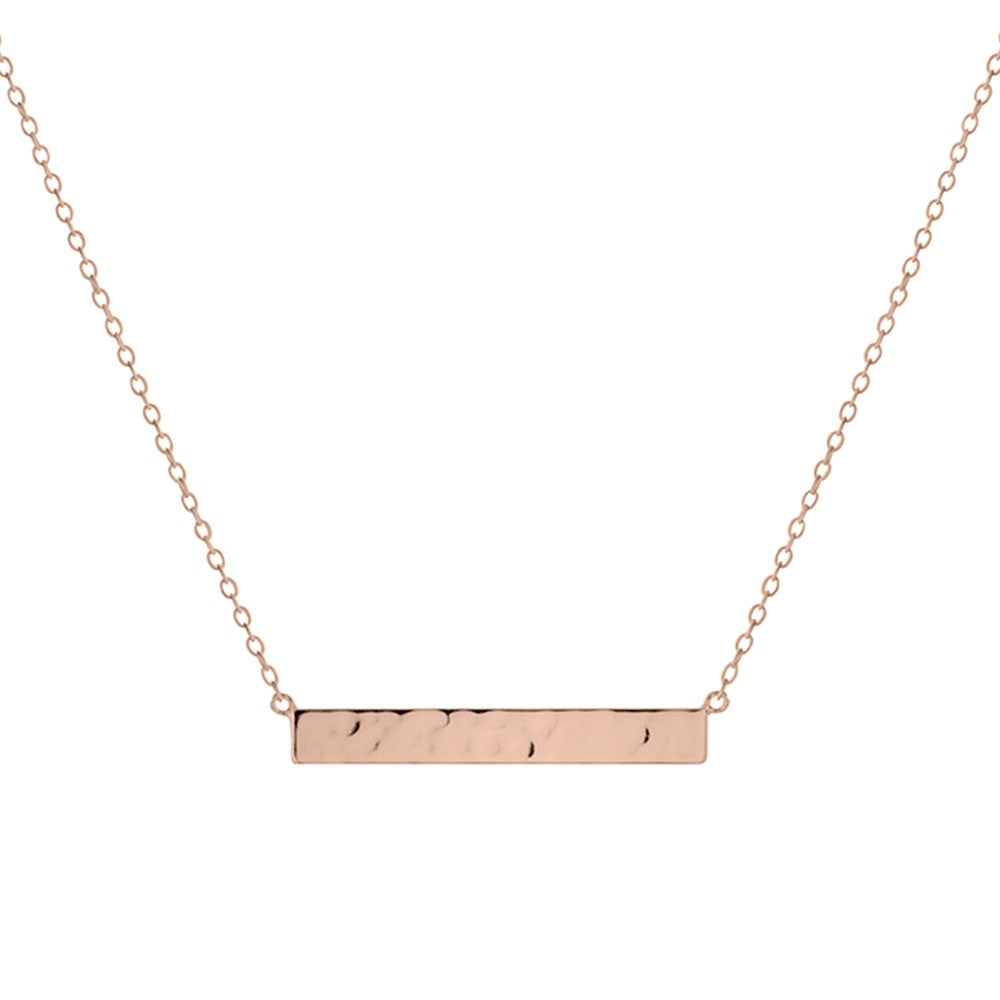 Rose Gold Hammered Bar Necklace