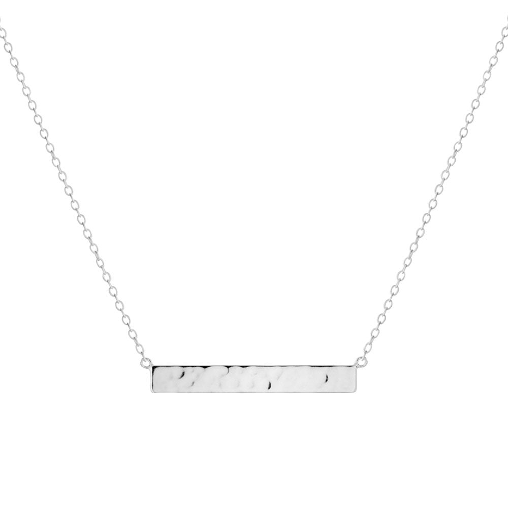 Silver Hammered Bar Necklace