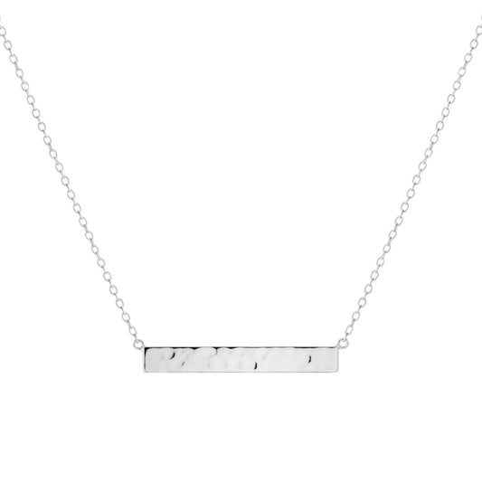 Silver Hammered Bar Necklace