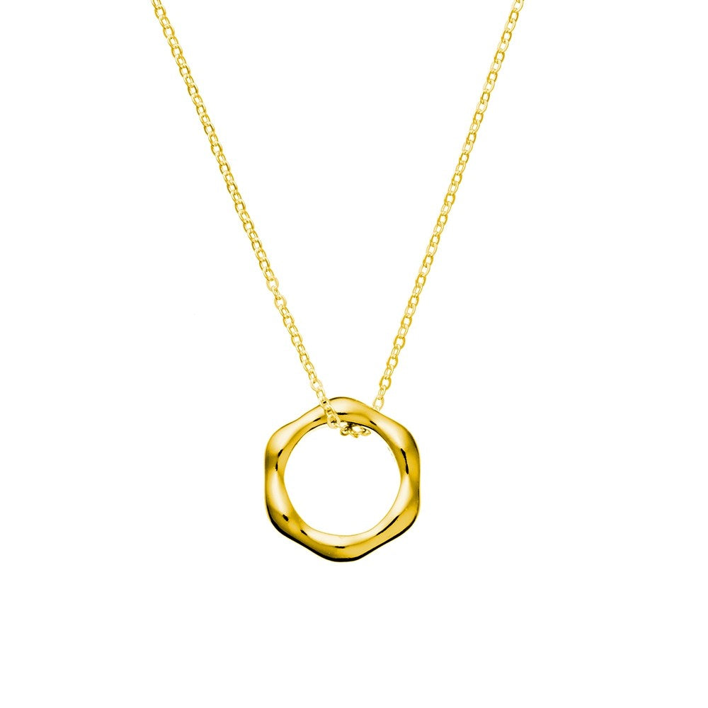 Gold Necklace with Floating Hexagon Pendant