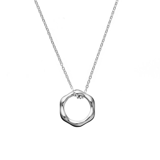 Sterling Silver Necklace with Floating Hexagon Pendant