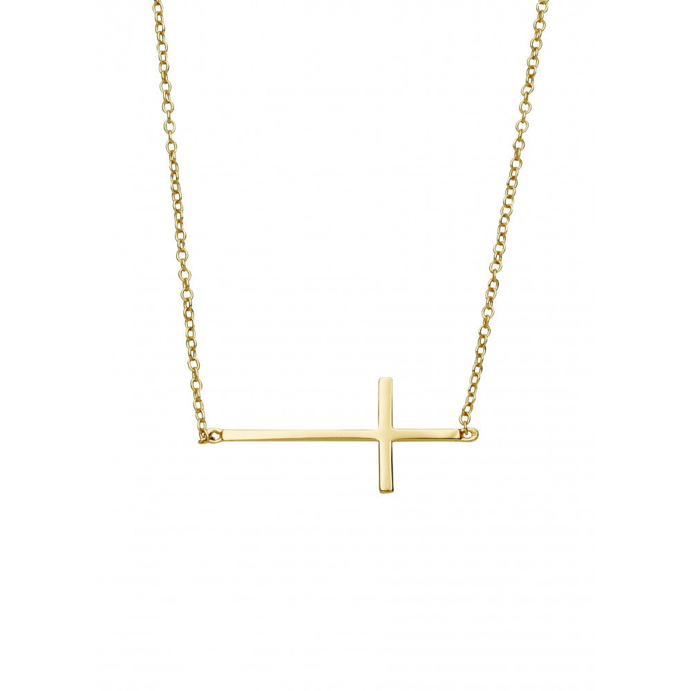 Gold Side Cross Necklace