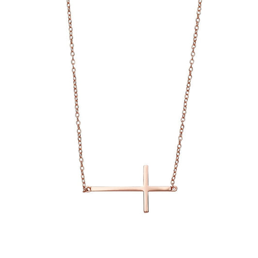 Rose Gold Side Cross Necklace