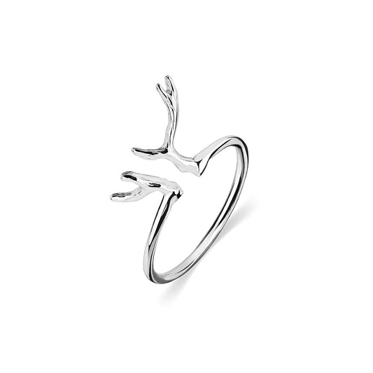 Silver Dear Antler Ring