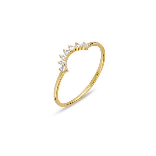 Sterling Silver Multi Get CZ Arch Ring - Gold