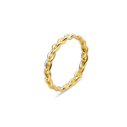 Sterling Silver Plaited Rope Ring - Gold