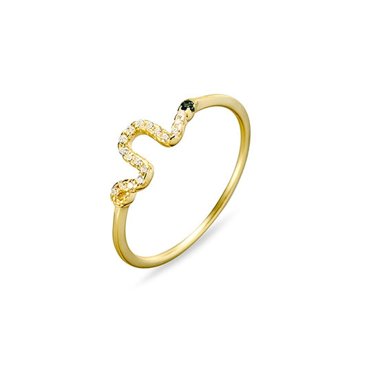 Sterling Silver CZ Snake Ring with 14 crt Gold Plating