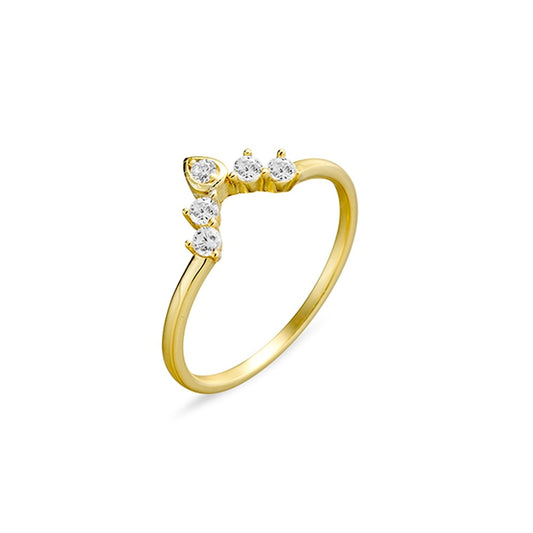 Gold Ring with High CZ Arch