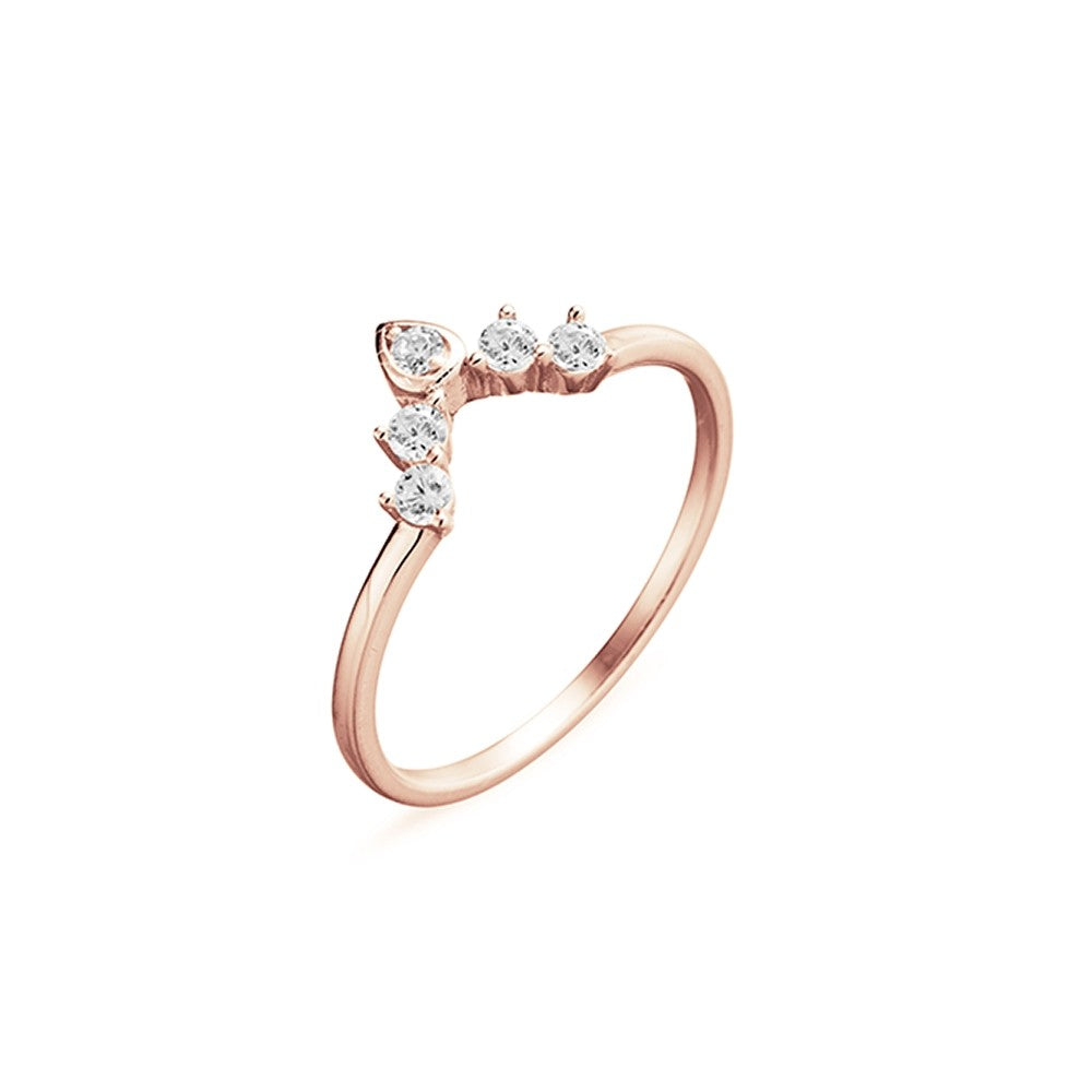 Rose Gold Ring with High CZ Arch