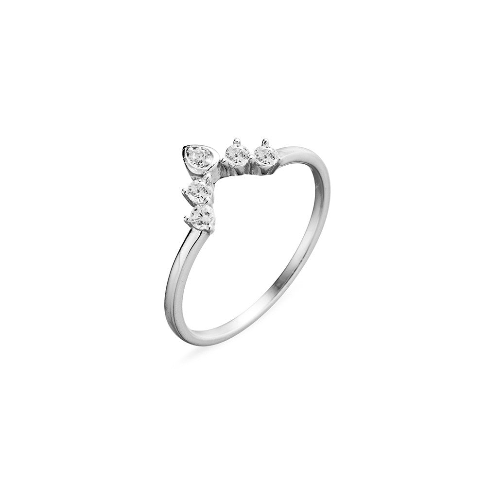 Silver Ring with High CZ Arch