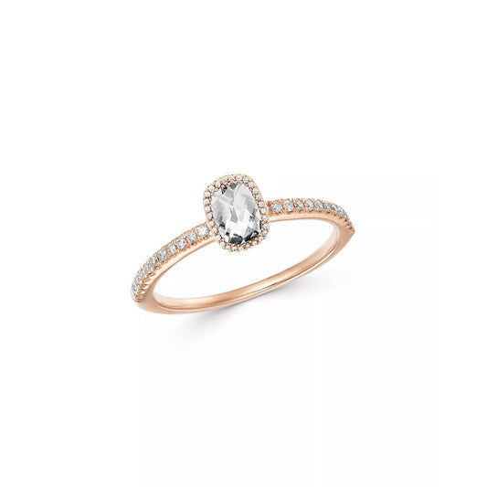 Sterling Silver Princess Cut CZ Stone with Halo Ring - Rose Gold & Silver