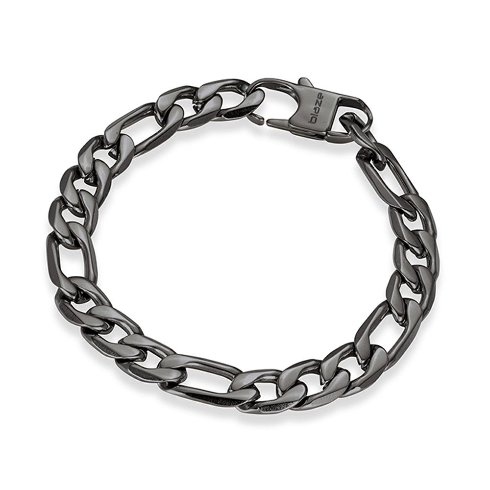 Stainless Steel Black 10mm Figaro Link Bracelet