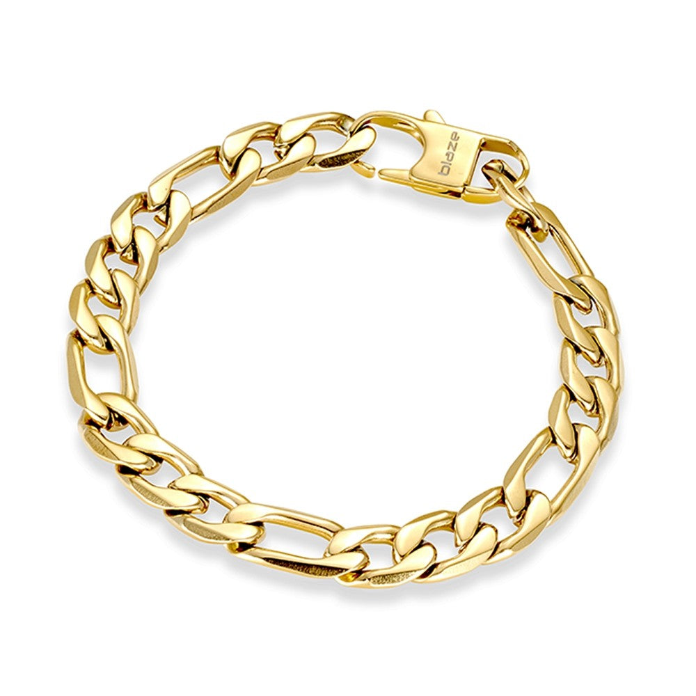 Stainless Steel Gold 10mm Figaro Link Bracelet