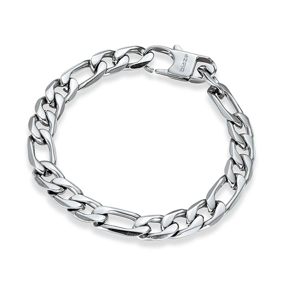 Stainless Steel Silver 10mm Figaro Link Bracelet