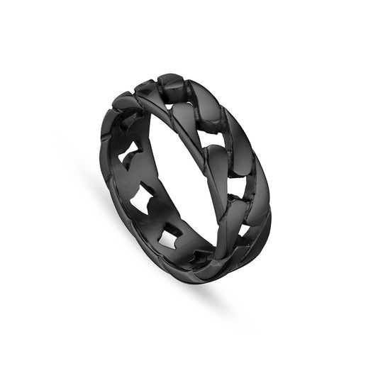 7mm Cuban Link Ring in Black Matte